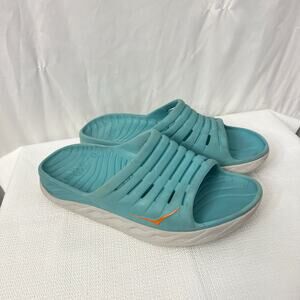 Hoka One One Ora Recovery Slide 2 Sandals Mens Size 11 Aqua Blue Orange